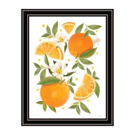 Homeroots Citrus Orange Botanical Black Framed Print Wall Art 529840