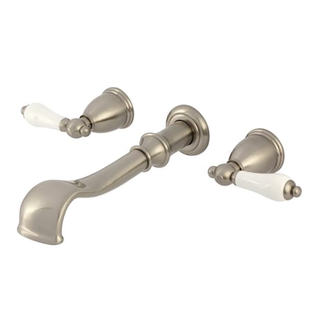Kingston Brass Two-Handle Wall Mount Tub Faucet, Brushed Nickel KS5028PL