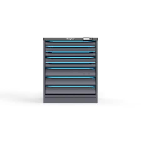 Strong Hold 8 drawer cabinet - (5x 2ft, 3x 4ft) - Blue accents - E-Lock w/ Tracking S3036-PPTAS-0802FS