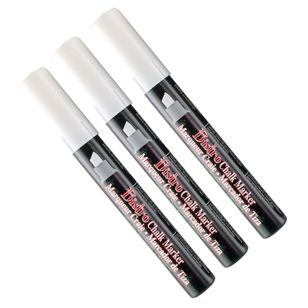 Marvy Uchida Bistro Chalk Marker, Chisel Tip, White, 3PK 483-S Col# 0