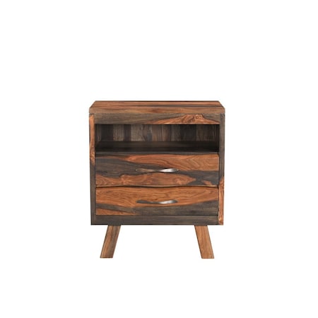 Homeroots 30" Dark Brown Solid Wood Two Drawer Nightstand 551635