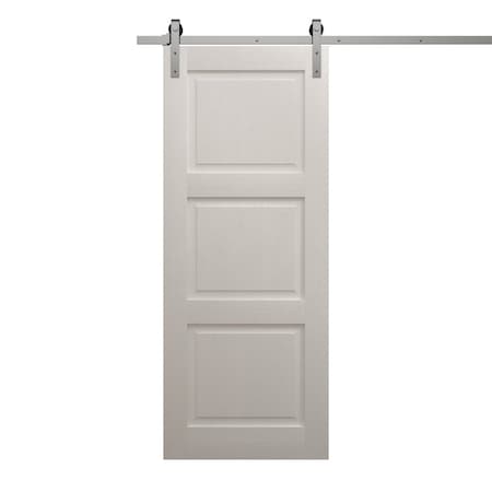 Sartodoors Modern Barn Door 30 x 84 inches, Ego 5010 Painted White Oak, 6.6FT Silver Rail Track Heavy Hardwar EGO5010BD-S-PWO-3084