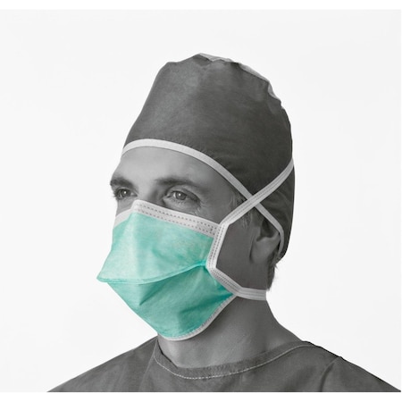 Medline ASTM Level 1 Duckbill Surgical Face Mask with Ties, Anti-Fog Foam Strip, Green, 300PK NON27373A