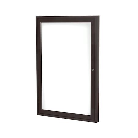 Ghent 1 Door Enclosed Porcelain Whiteboard, Magnetic, Bronze Frame, 24''H x 18''W PB12418M-M1