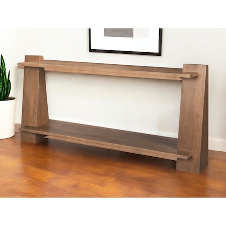 Homeroots 67" Brown Solid Wood Solid Console Table With Shelf 605656