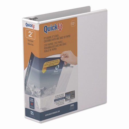 Stride QuickFit Round-Ring View Binder, 3 Rings, 2in Capacity, 11 x 8.5, White 8713-00