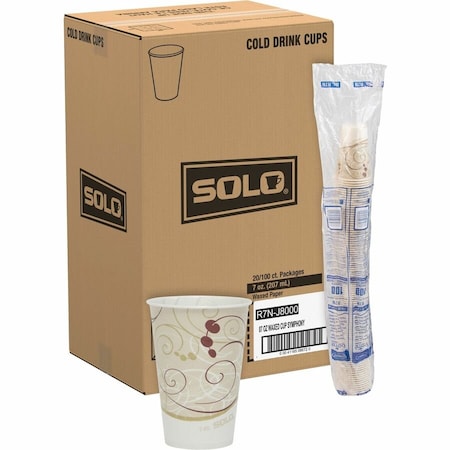 Dart Symphony Design Wax-Coated Paper Cold Cups, 7 oz, Beige/White/Red, PK2000 R7N-J8000