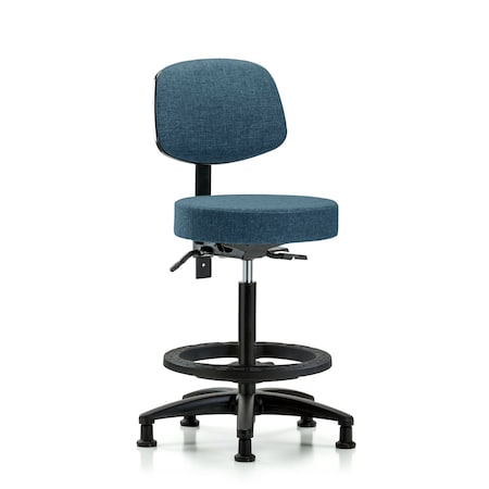 Blue Ridge Ergonomics Bench Stool, Hi, Fab, Bk, Tilt, BF, Gld, Blu BR-FHBST-RG-T1-BF-RG-F43