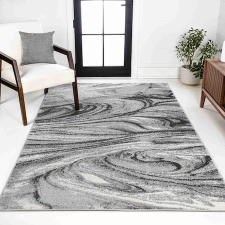 Jonathan Y Viscon Abstract Marble Contemporary Light Gray/Black 3 ft. x 5 ft. Area Rug SEU207A-3