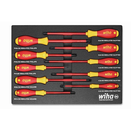 Wiha InsulatedScrewdriverSet, Metric, 10pcs 32080