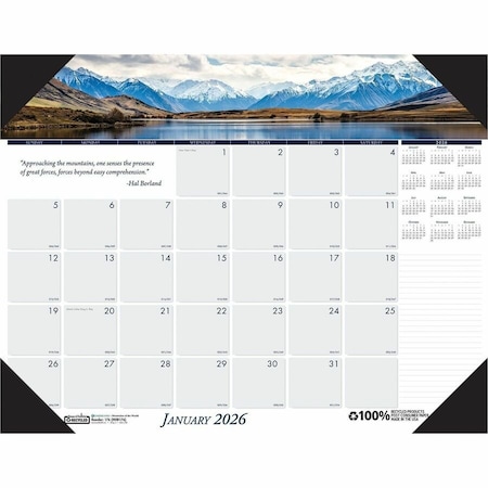House Of Doolittle Earthscapes Recycled Monthly Desk Pad Calendar, Mountains Photos, 22 x 17, 12-Month(Jan-Dec): 2025 HOD176
