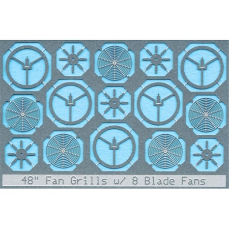 Blma Models N Scale 48 in. Fan Grills with Center Plate 8 Blade BLM81
