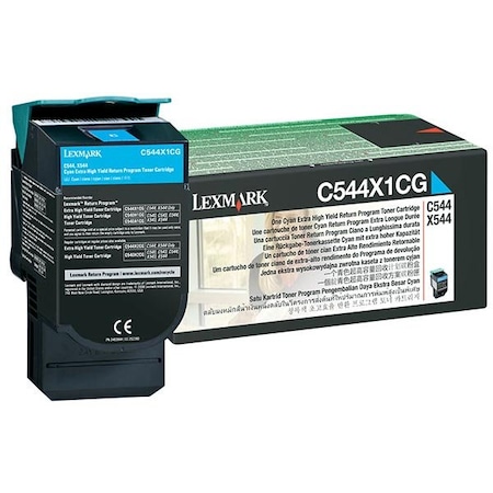 Lexmark C544, C546, X544, X546, X548 Extra High Yield Cyan Return Program Toner Cartridge C544X1CG