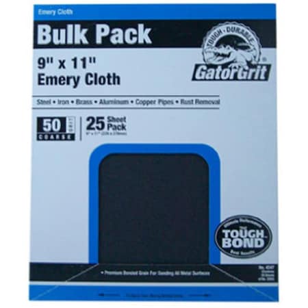 Gator Finishing 4246 9 in. x 11 ft. Medium 80 Grit Emery Cloth, 25PK AL576330