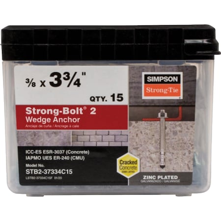 Simpson Strong-Tie Strong-Bolt 2-3/8''x3-3/4'' Wedge Anchor, 50 Ct. STB2-37334C50