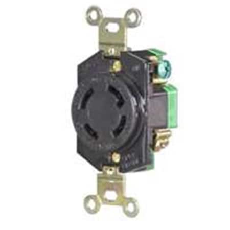 Yhior Locking Receptacle, L14-30R, 30 A, 125/250V AC, 3 Pole, Spring Clamp Terminals, Black YH419806