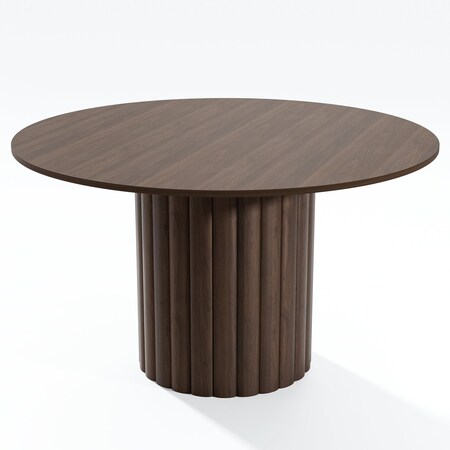 Homeroots 52" Brown Wood Pedestal Base Round Top Dining Table 720647
