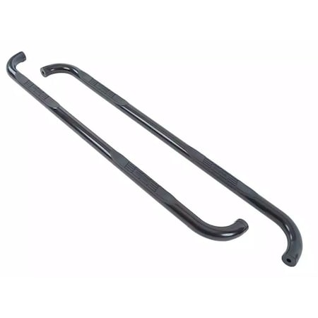 Big Country With Step Pads, 3in Round Bent, Powder Coated, Black, Steel, Without End Caps, Rocker Panel Mount 372061