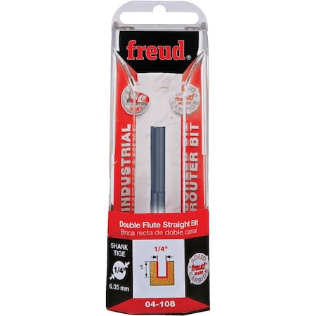 Freud 1/4'' x 1'' Double Flute Straight Router Bit 04-108