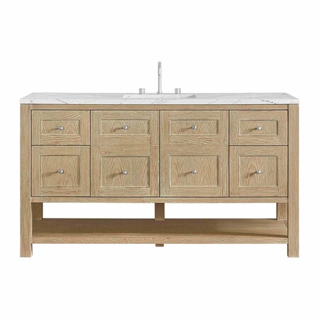 James Martin Vanities Breckenridge 60 in. Single Vanity, Whitewashed Oak, w/ 3 CM Ethereal Noctis Quartz Top 330-V60S-WWO-3ENC