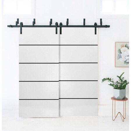 Sartodoors Slab Barn Door Panel, Planum 0015 White Silk and Aluminum Strips, Sturdy Finished Doors, Pocket Clo PLANUM0015S-WS-1896