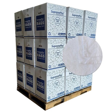 Supremeplus Full Size White Cleaning Towels - 20 in x 40 in, 675 lbs. Pallet, 27x 25 lbs. Boxes, 27PK SP-3531