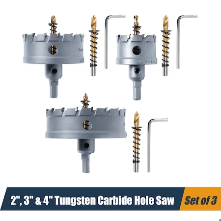 Powertec 2in, 3in & 4in Tungsten Carbide Hole Saws for Soft & Hard Metal 14915