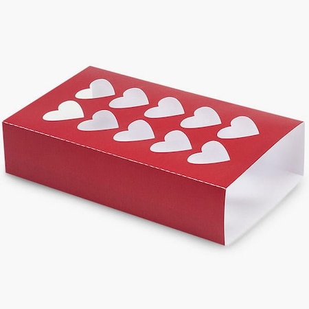 Nashville Wraps Red Macaron Cookie Box Sleeve, Heart Window, 8.25x5x2, 100PK MCSDHR