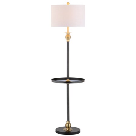 Jonathan Y Evans 61" Metal LED End Table Floor Lamp, Black/Brass JYL3002A