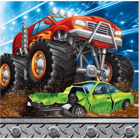 Omg Monster Truck Beverage Napkins, 16PK OM1574183