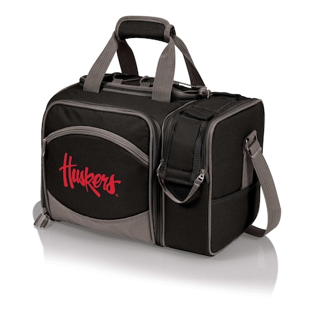 Picnic Time Family Of Brands NCAA Nebraska Cornhuskers Malibu Cooler Picnic BasketBlack with Gray Accents 508-23-175-404-0