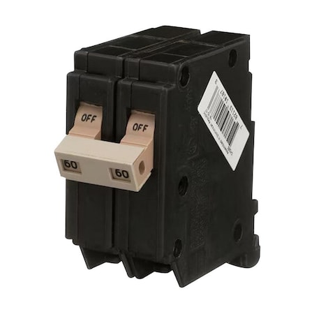 Eaton Cutler-Hammer CH260 Mini Circuit Breaker, Type CH, 60 A, 2-Pole, 120/240 V, Instantaneous Trip, Plug CHF260