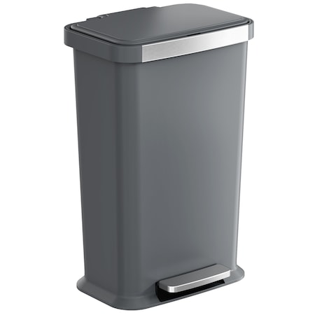 Hls Commercial 13.2 Gallon / 50 Liter Step Pedal Commercial Trash Can Gray Plastic HLSPL13GGP