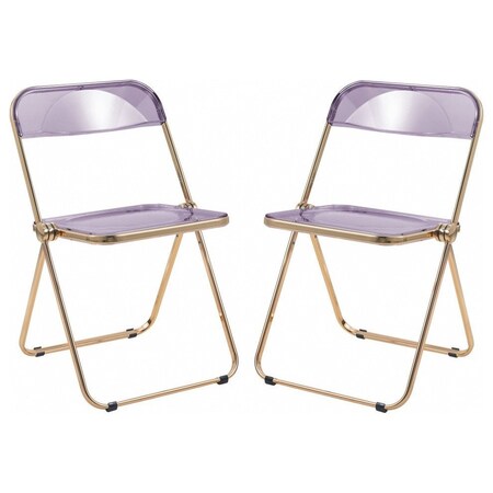 Leisuremod Lawrence Acrylic Folding Chair with Gold Metal Frame, Magenta, 2PK LFG19PU2