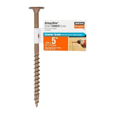 Simpson Strong-Tie Strong-Drive SDWS Timber Screw, 5 in L, Serrated Thread, Washer Head, Steel SDWS22500DB-RP1