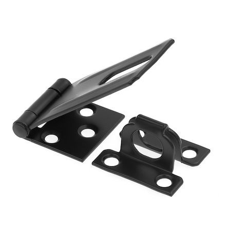Prime-Line Door and Gate, Safety Hasp Hinge Latch with Fixed Staple 3-1/4 inch with Screws, Matte Black U 117118