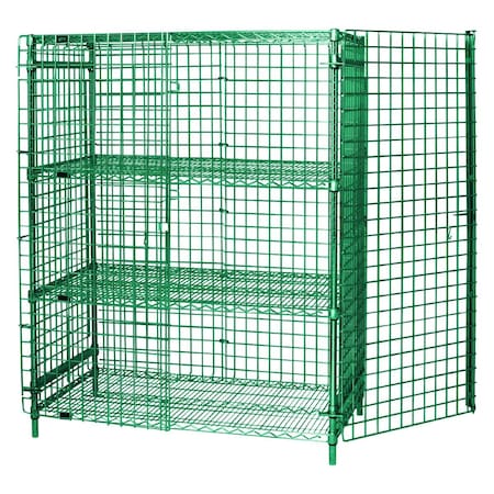 Quantum Storage Systems WIRE SECURITY UNIT WITH 2 INTERMEDIATE SHELVES GREEN EPOXY 2160-63SECP-2