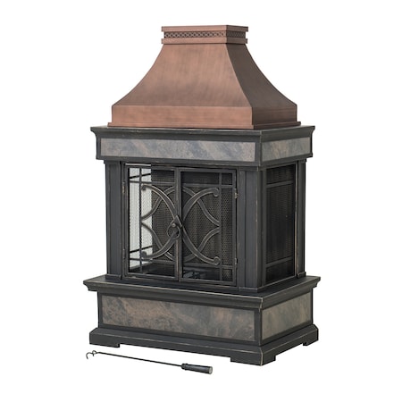 Sunjoy Heirloom Slate Wood Burning Fireplace, Copper A304001006
