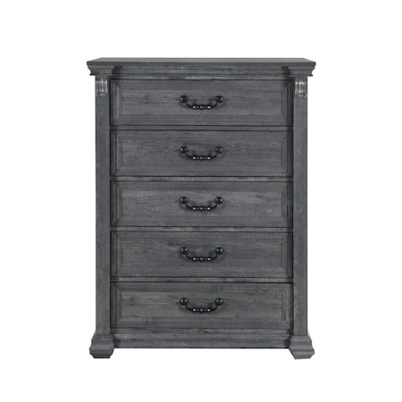 Homeroots 38" Gray Wood Five Drawer Dresser 633709