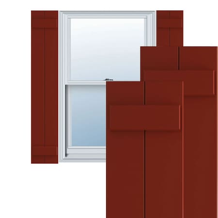Ekena Millwork True Fit PVC Two Board Joined Board-n-Batten Shutters, Pepper Red, 10 3/4W x 76H, PR TFP101BBF11X076MR
