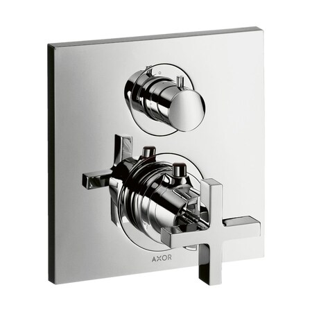Axor Citterio Thermostatic Trim with Volume Control and Diverter- Cross Handle in Chrome 39725001