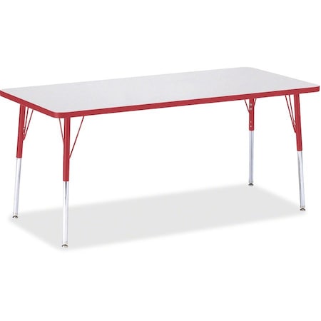 Jonti-Craft Berries Rectangle Activity Table, 30 in. x 72 in., A-height, Freckled Gray/Red/Gray 6413JCA008