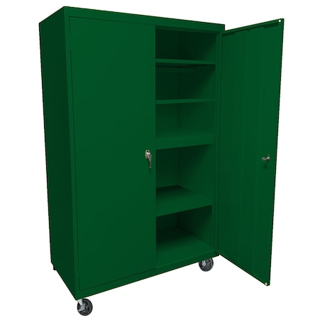Steel Cabinets Usa Mobile Steel Storage Cabinet, 36" W, 72" H, Leaf Green, 4 Shelves MAAH-36722RB-L GRN