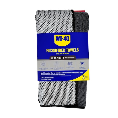 Wd-40 Heavy Duty Metalized Microfiber Towel - Gray Color, 3PK L40202