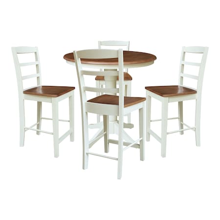 Whitewood Industries Rectangular Extension Dining Table W/ 4 Counter Height Stools, 36 in W, 30.1 in L, 48 in H, 5 K79-36RXT-27-S402-4