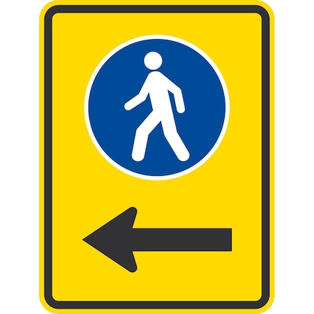 Lyle Pedestrian graphic with left arrow, 18x24, Non-Reflective, Yellow G-11119-NA_18x24