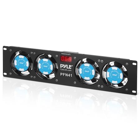 Pyle Pyle 19 in Rack-Mount Equipment Cooling Fans - 4 Cooler Master 80mm Fans, LCD Display, Power Temp PFN41