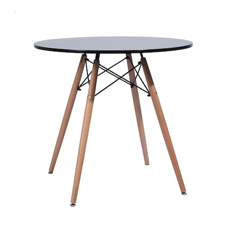 Homeroots 32" Black and Natural Wood Round Top Dining Table 568198