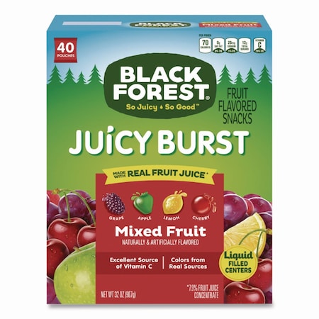Black Forest Juicy Burst Fruit Flavored Snack, Mixed Fruit, 32 oz, 40PK FER08111