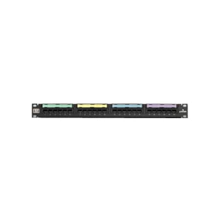 Leviton 24-Port Panel 110-Mod 8W8P, T568A/B Cat5E Gigamax, Black 1U 5G596-U24